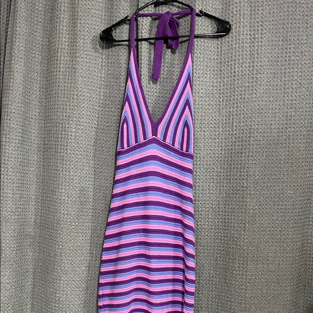 Target Purple and Pink crocheted like striped dress Dress